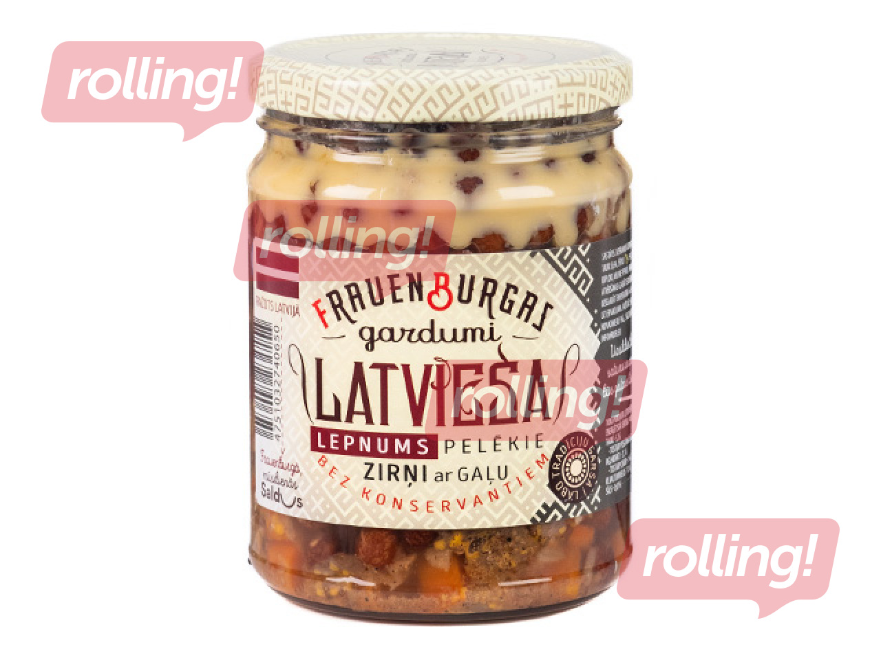 Latvieša lepnums pelēkie zirņi ar gaļu, Frauenburgas gardumi, 500g