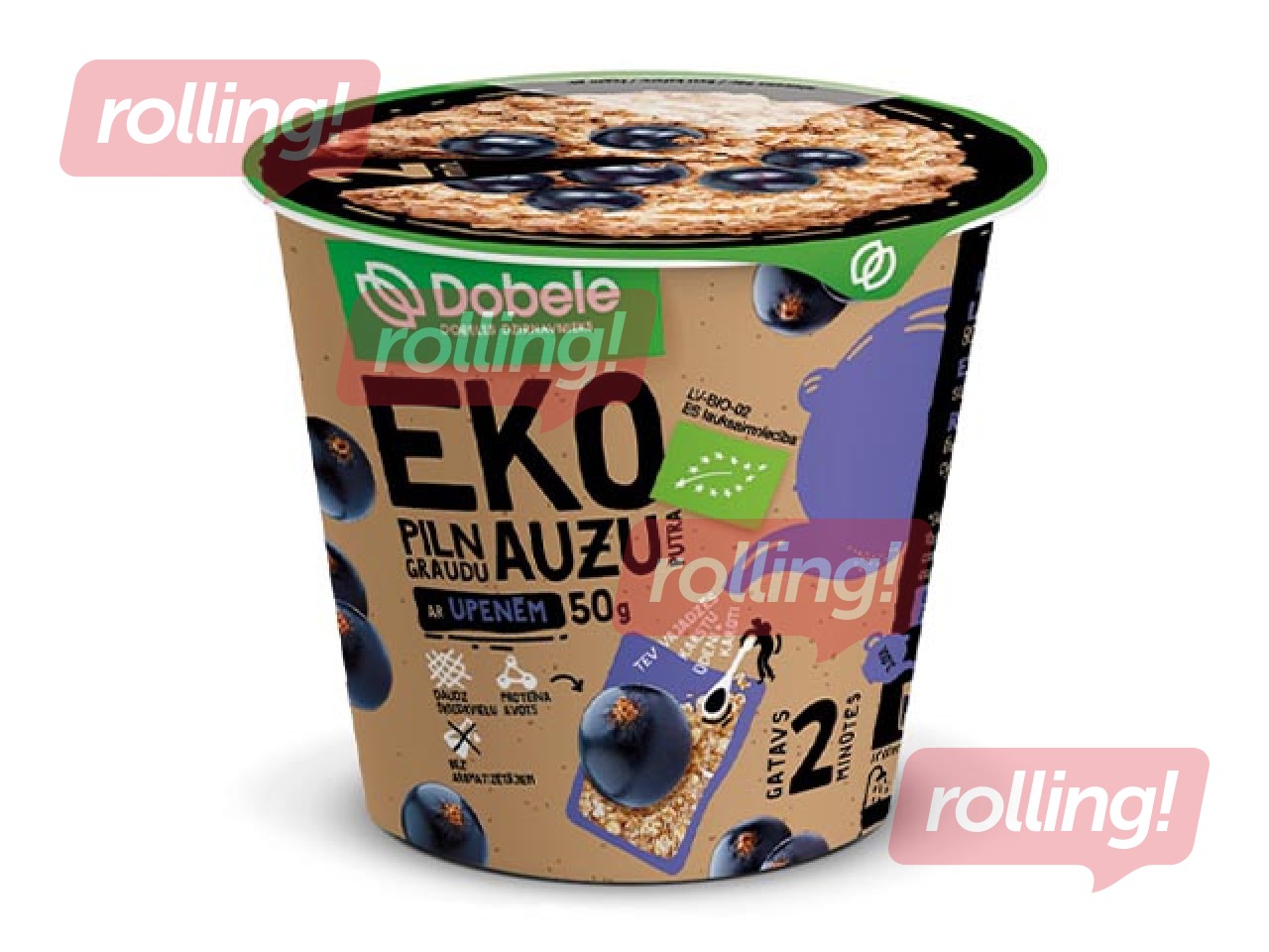 Oatmeal Dobele, EKO, with blackcurrants, 50g