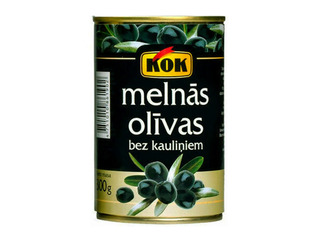 Olīvas, KOK, melnās, bez kauliņiem, 300g