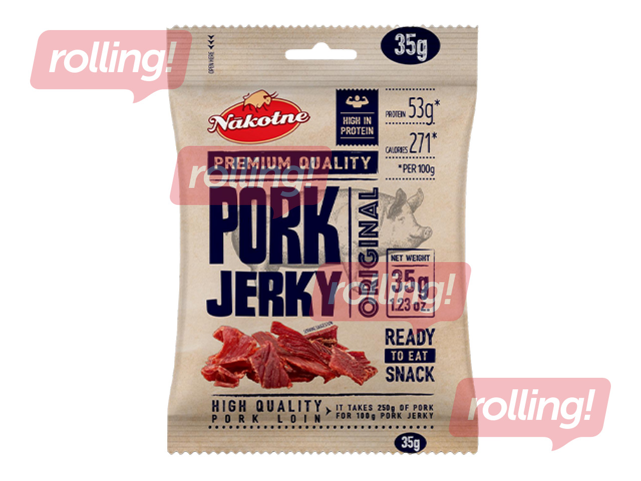 Gaļas uzkoda Pork Jerky, Original, 35g