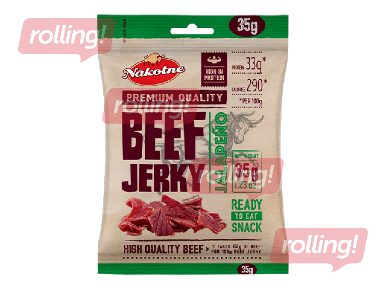 Gaļas uzkoda Beef Jerky, Jalapeno, 35g