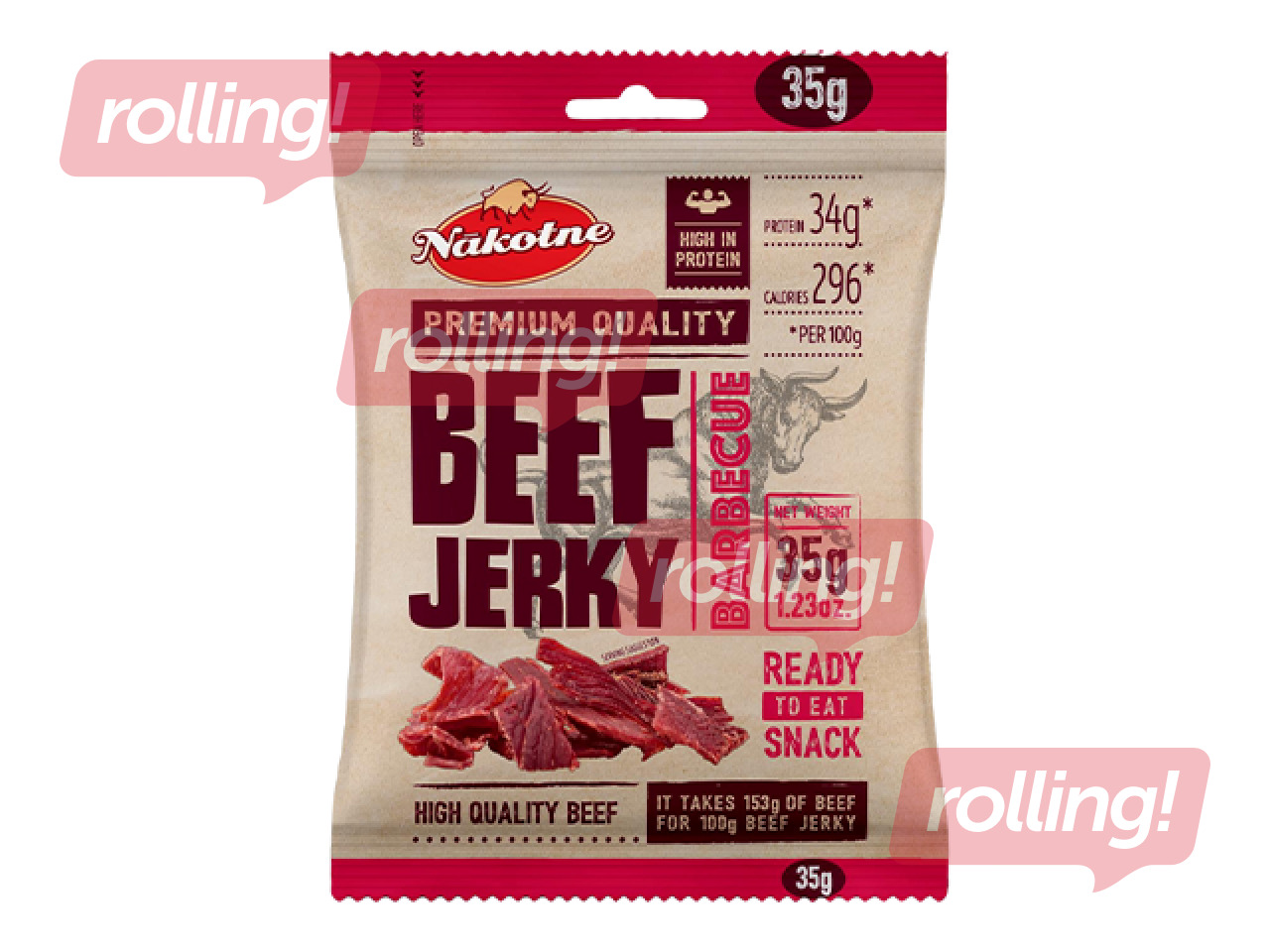 Dried Beef Snack Jerky, BBQ, 35g