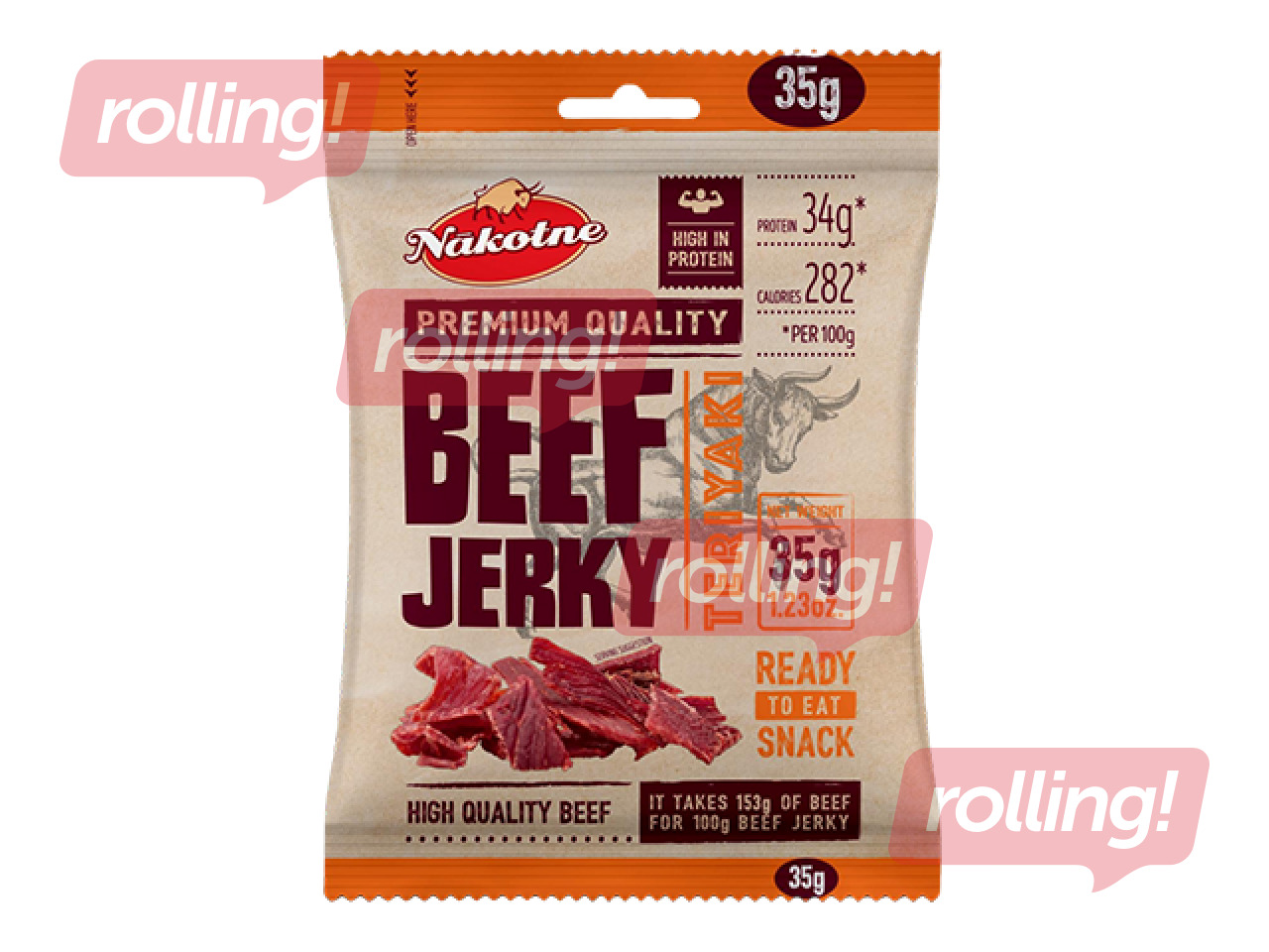 Gaļas uzkoda Beef Jerky, Teriyaki, 35g