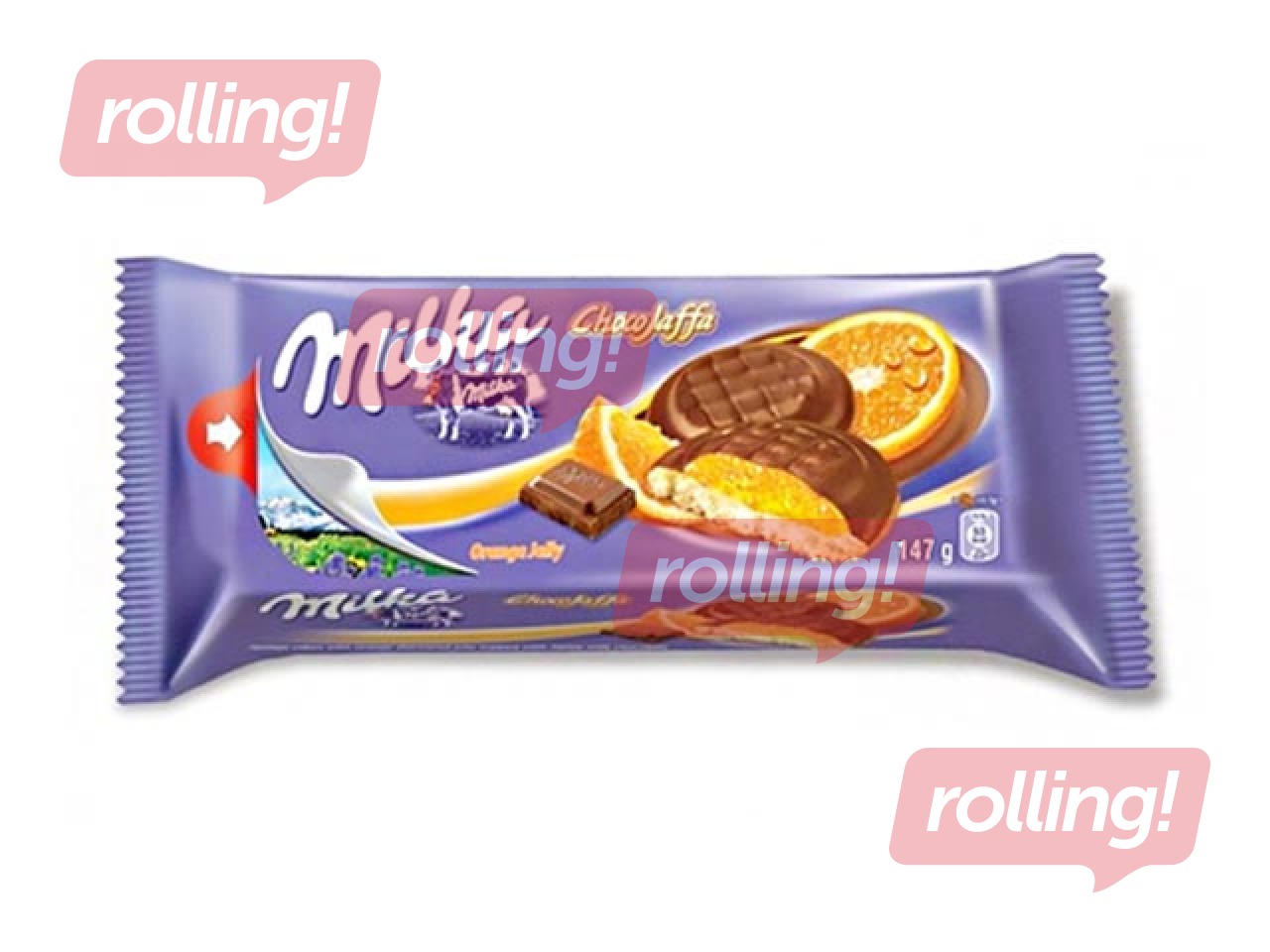 Cepumi Milka Jaffa ar apelsīnu želejas pildījumu, 147g