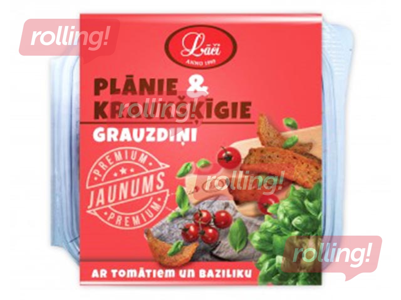 Grauzdiņi plānie un kraukšķīgie ar tomātiem un baziliku Lāči, 100g