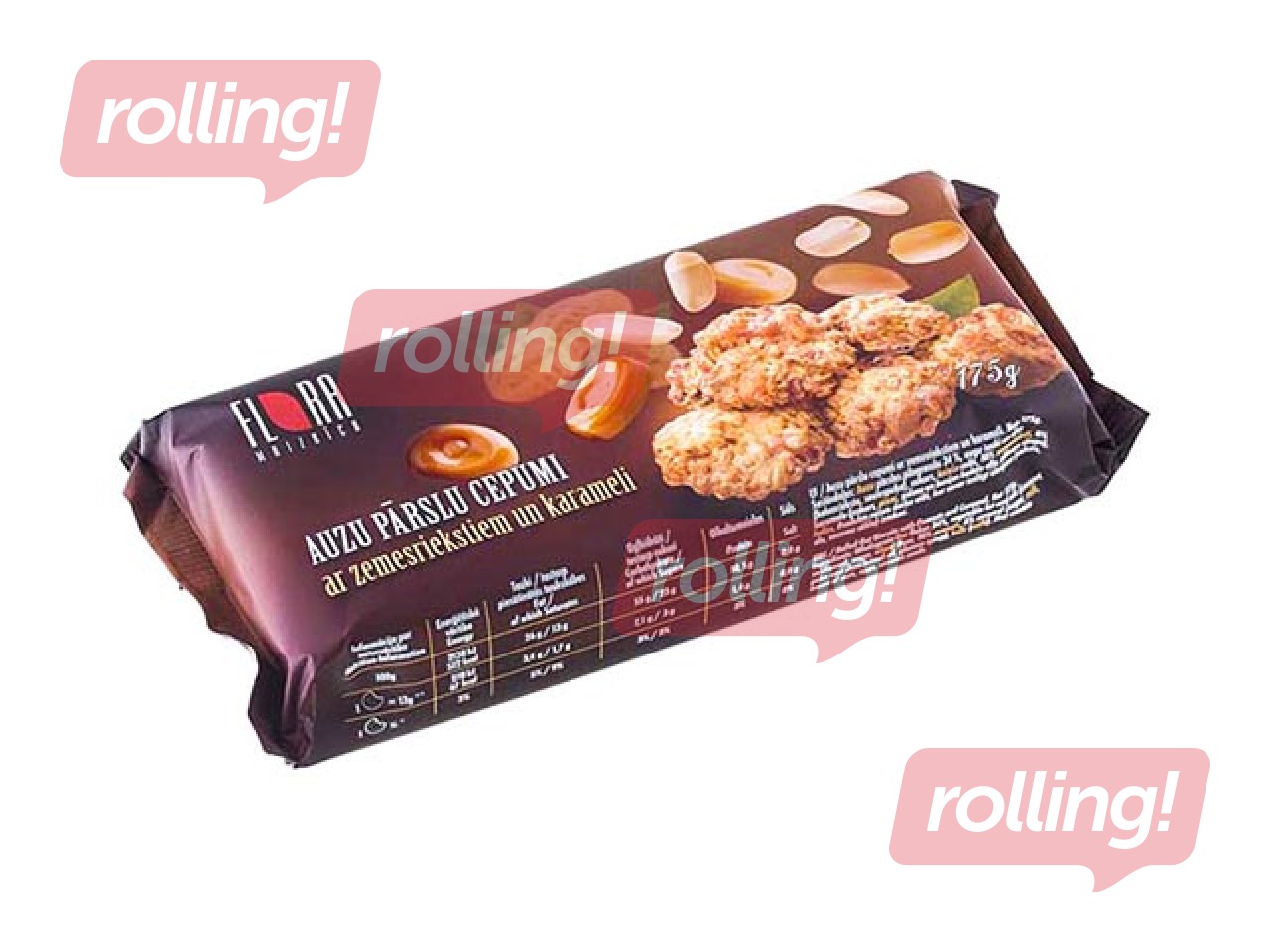 Cepumi Flora, auzu ar karameli un riekstiem, 175g