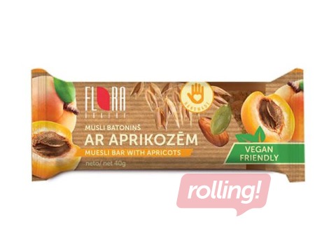 Batoniņš Flora, musli ar aprikozēm, 40g
