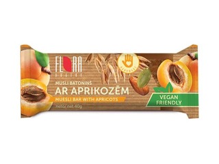 Batoniņš Flora, musli ar aprikozēm, 40g