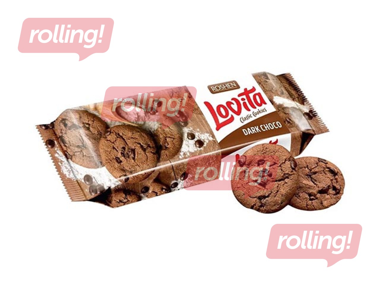 Cepumi Roshen Lovita ar tumšās šokolādes gabaliņiem, 150g