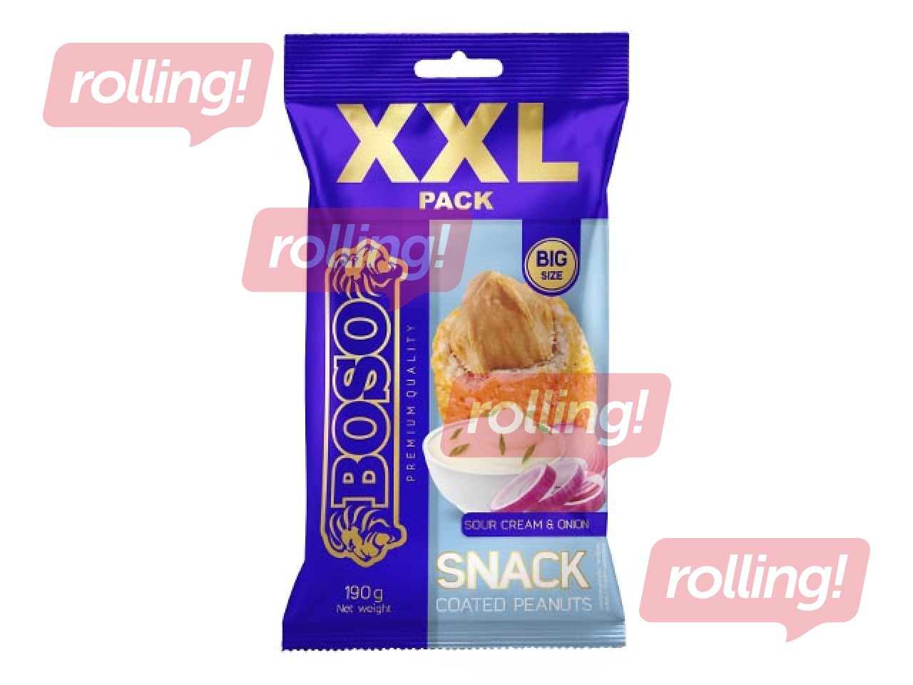 Zemesrieksti apvalkā Boso XXL ar skābā krējuma un sīpolu garšu, 190g