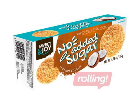 Cepumi Sweet&Joy, bez cukura, ar kokosa skaidiņām, 135g