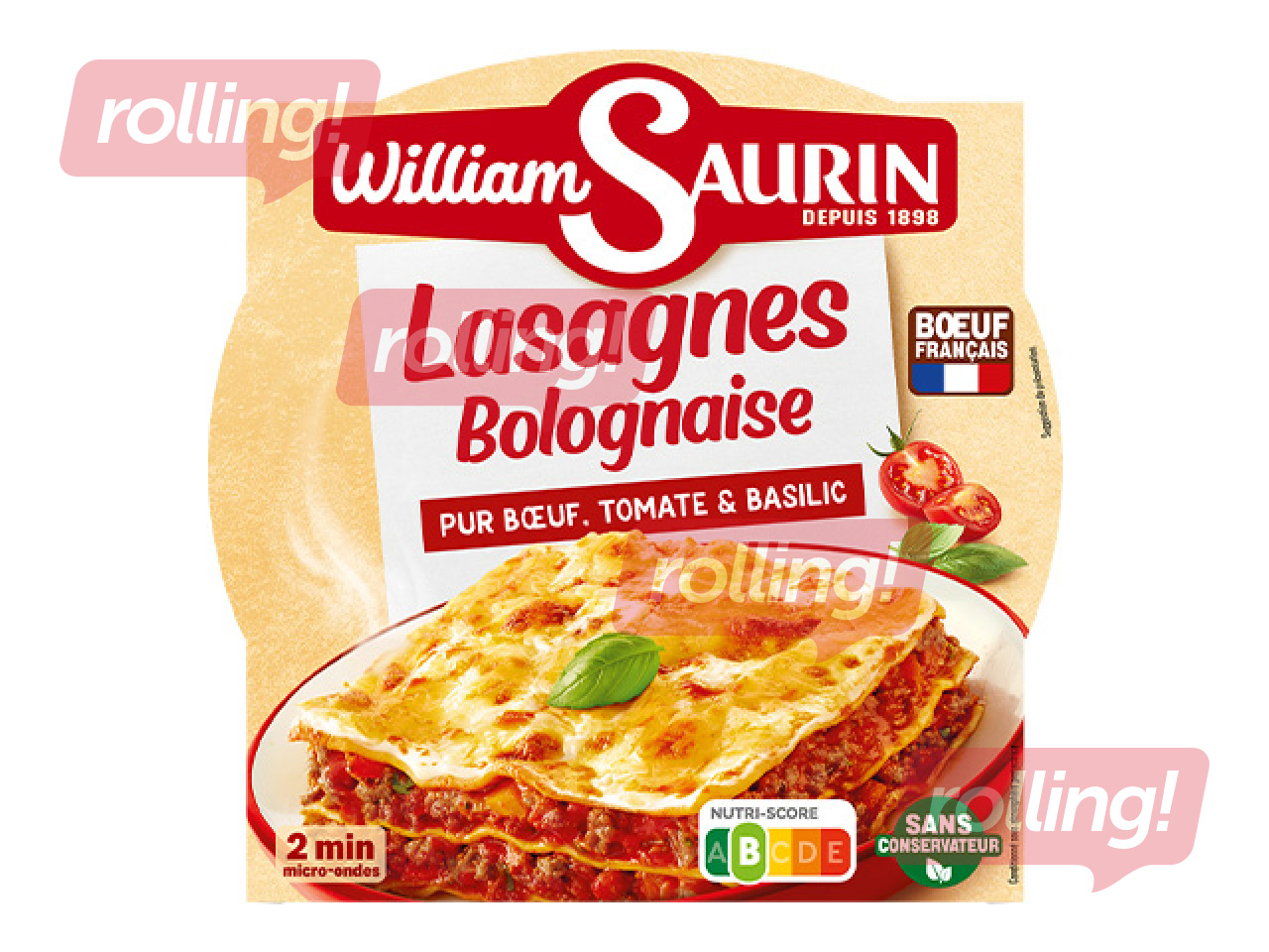 Lasanje Bolognese kastmes William Saurin, veiselihaga, tomatite ja basiilikuga, kausis, 300g