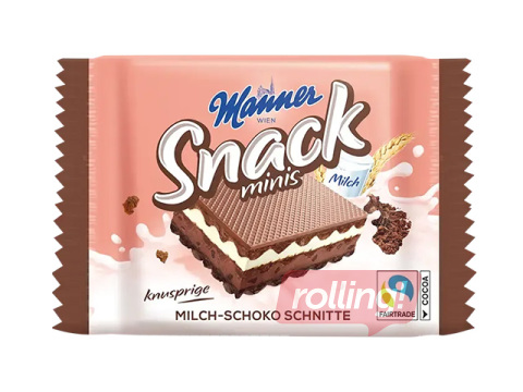 Wafers Manner with milk–hazelnut cream filling, 25g