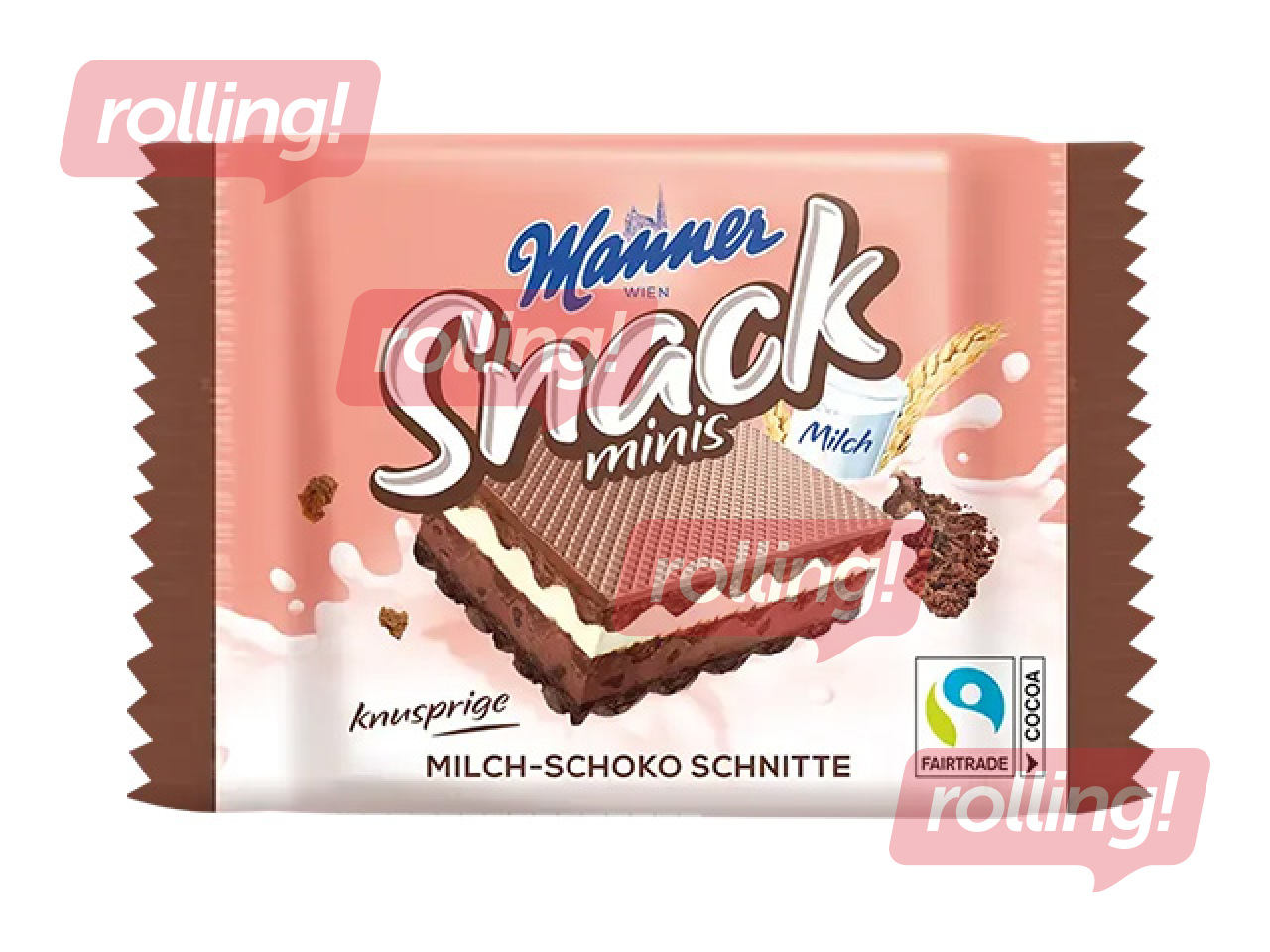 Wafers Manner with milk–hazelnut cream filling, 25g