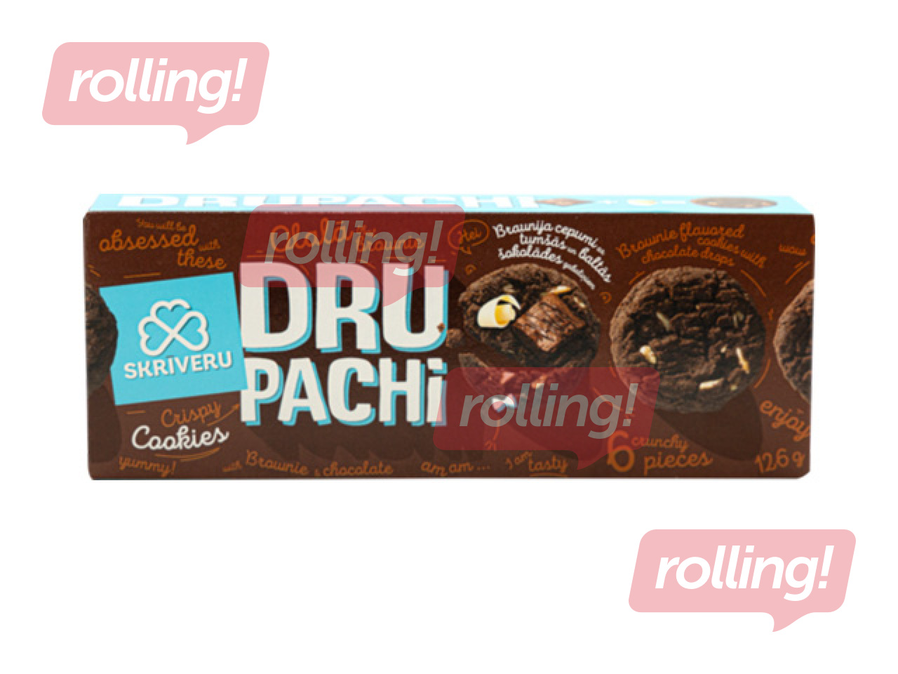 Braunija cepumi Skrīveru Saldumi Drupachi, ar tumšās un baltās šokolādes gabaliņiem, 126g