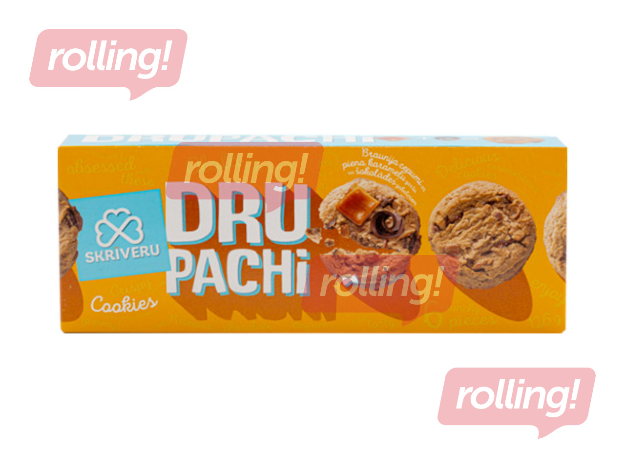 Braunija cepumi Skrīveru Saldumi Drupachi, piena, karameļu garšu un šokolādes gabaliņiem, 128g