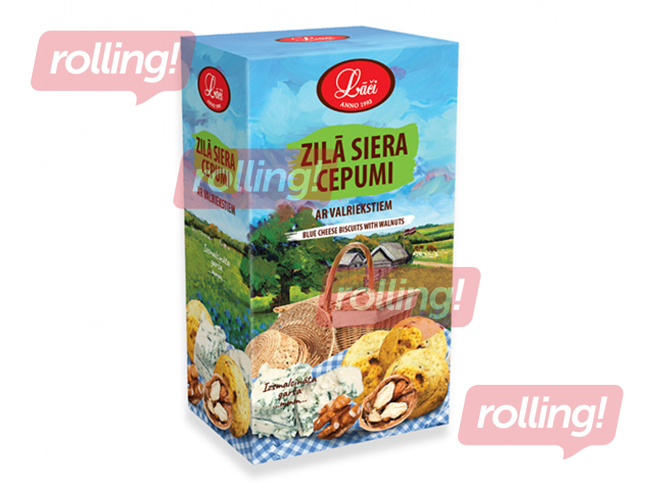 Печенье Lāči, с голубым сыром и грецкими орехами, 100г