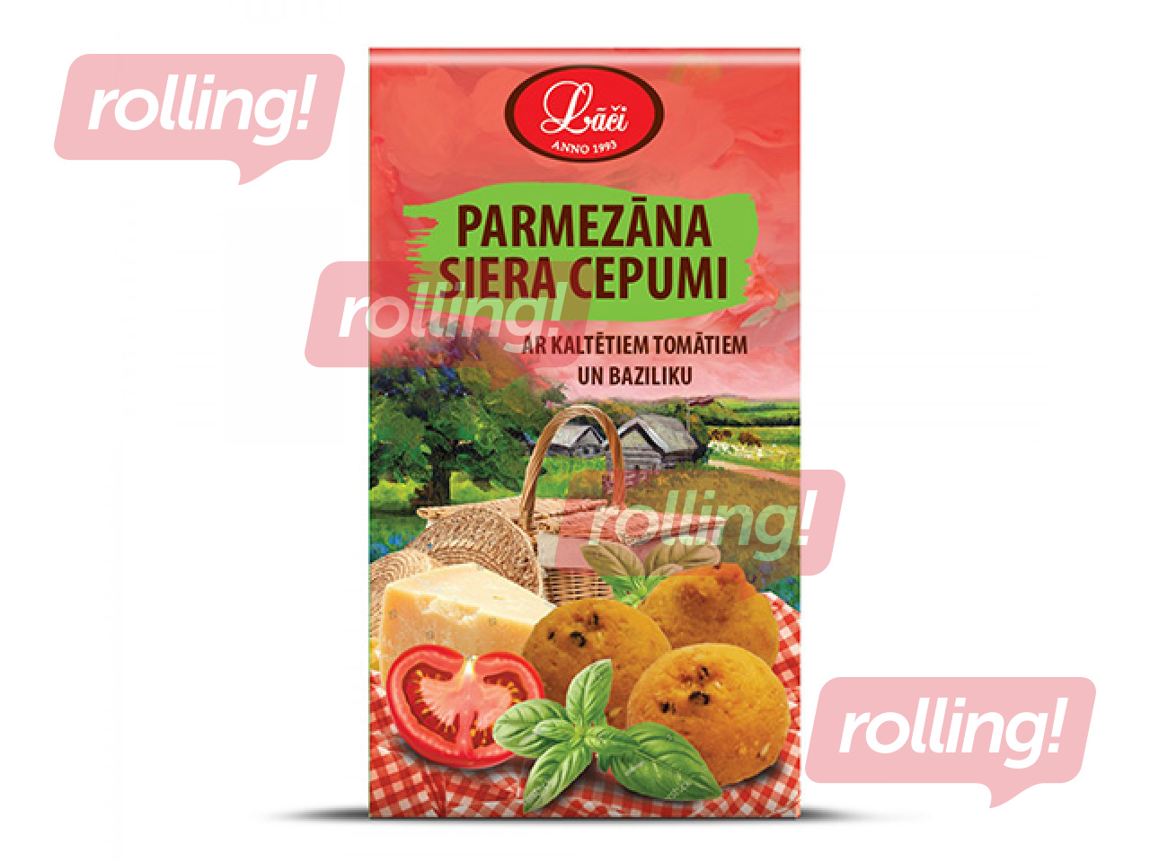 Печенье Lāči, с сыром пармезан, вялеными томатами и базиликом, 100г