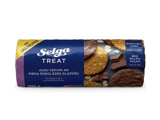 Cepumi Selga, auzu, ar piena šokolādes glazūru, 200g