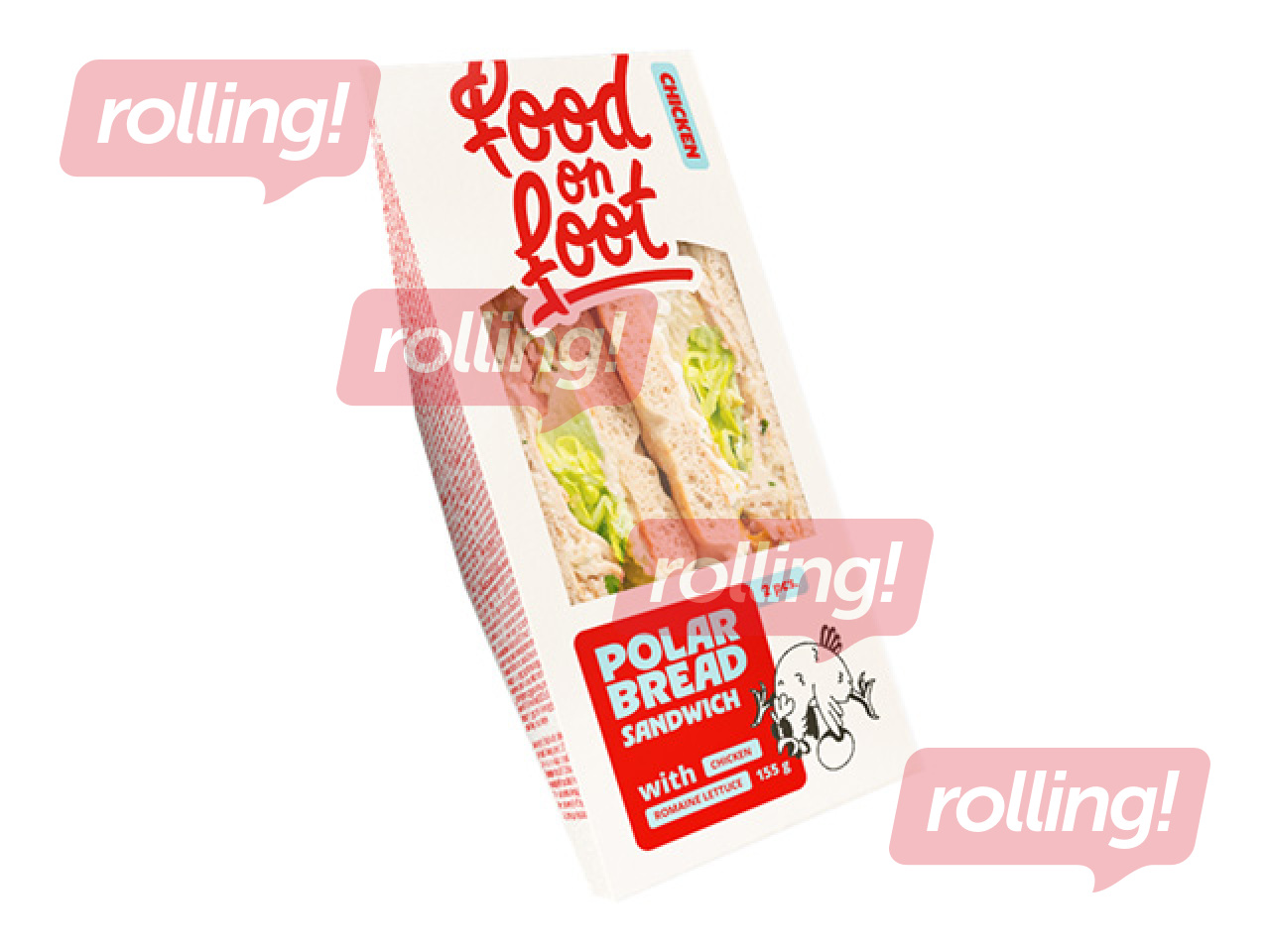 Sendvičs Mantinga Food on Foot, polārās maizes, ar vistu un romiešu salātiem, 155g