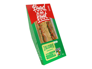 Sandwich Mantinga Food on Foot, with pulled pork, cheddar cheese and pickled chili pepper, 170g