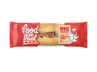 Sandwich Mantinga Food on Foot, BIG with Chicken Kebab Meat in Spicy Sauce, 240g