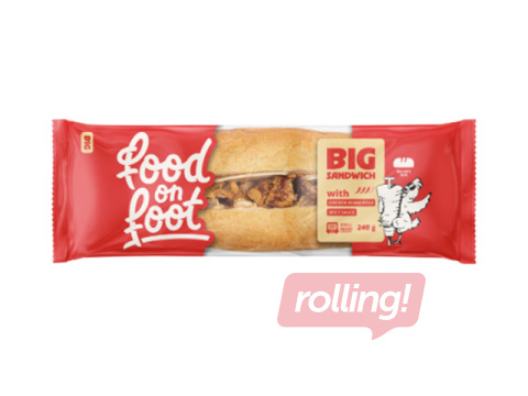 Sendvičs Mantinga Food on Foot, BIG ar vistas kebaba gaļu asajā mērcē, 240g