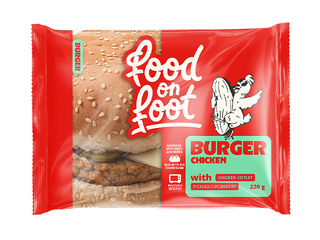 Burger Mantinga Food on Foot, kanakotleti ja marineeritud kurkidega, 220g