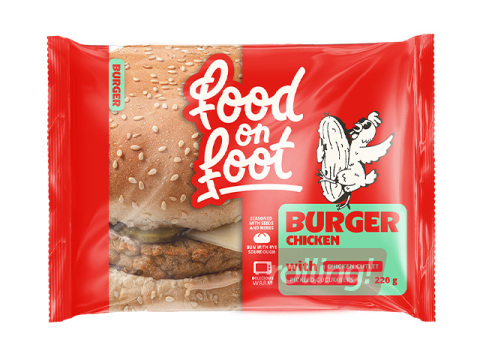 Burgers Mantinga Food on Foot, ar vistas gaļas kotleti un marinētiem gurķiem, 220g