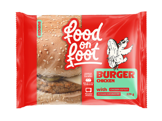 Burgers Mantinga Food on Foot, ar vistas gaļas kotleti un marinētiem gurķiem, 220g