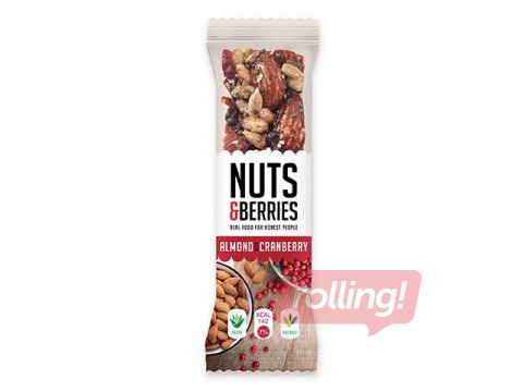 Batoniņš Nuts & Berries ar mandelēm un dzērvenēm, 40 g