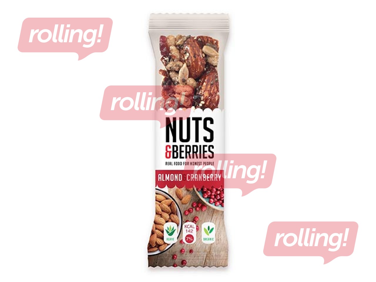 Batoniņš Nuts & Berries ar mandelēm un dzērvenēm, 40 g