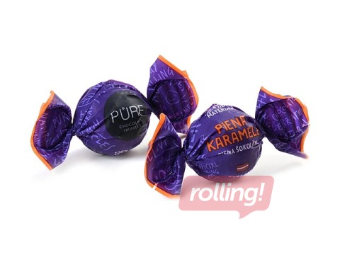Piena šokolādes trifeles Pure Chocolate ar karameļu kraukšķa pildījumu, 1kg