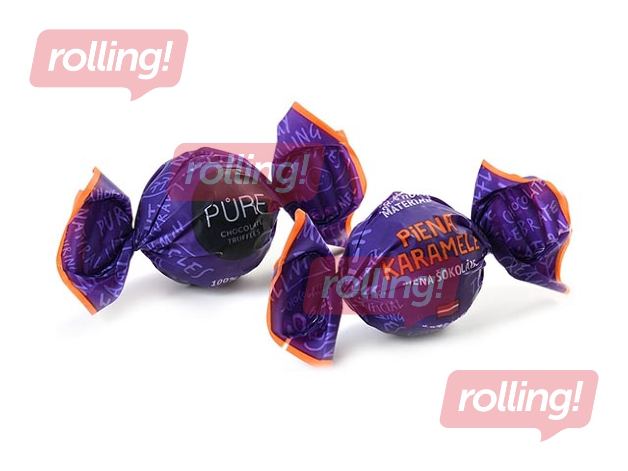 Piena šokolādes trifeles Pure Chocolate ar karameļu kraukšķa pildījumu, 1kg