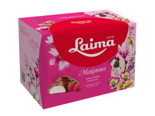 Raspberry marshmallow in chocolate in gift box, Laima, 185g