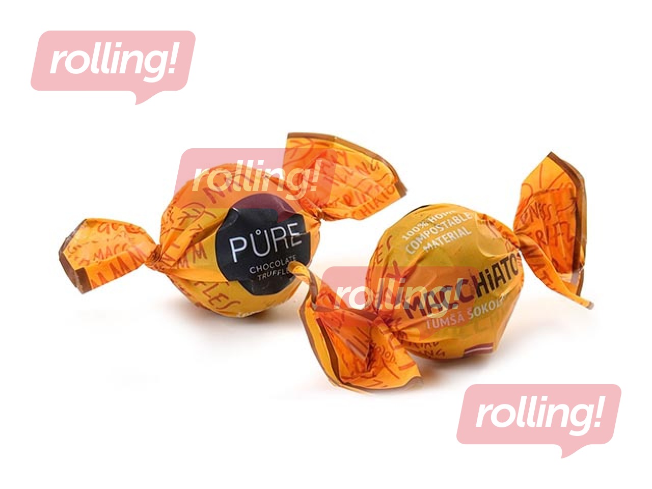 Tumšās šokolādes trifeles Pure Chocolate ar kafijas makjato krēma pildījumu, 1kg