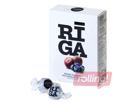 Piena šokolādes trifeles Pure Chocolate Rīga ar melleņu jogurta krēma pildījumu, 202g