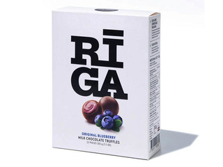 Piena šokolādes trifeles Pure Chocolate Rīga ar melleņu jogurta krēma pildījumu, 202g