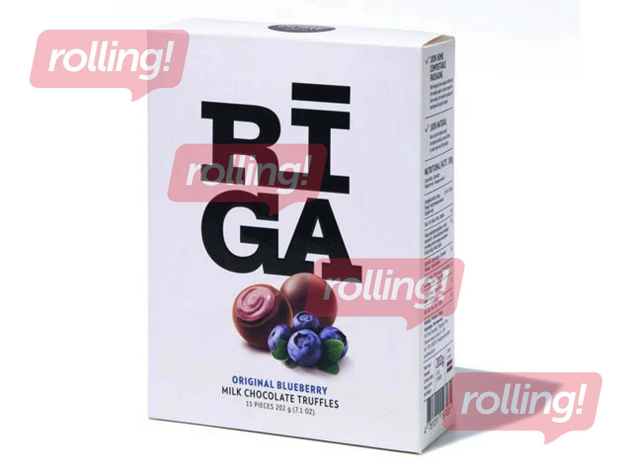 Piena šokolādes trifeles Pure Chocolate Rīga ar melleņu jogurta krēma pildījumu, 202g