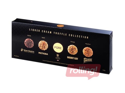 Šokolādes un stiprā alkohola krēma trifeļu kolekcija Pure Chocolate, 140g