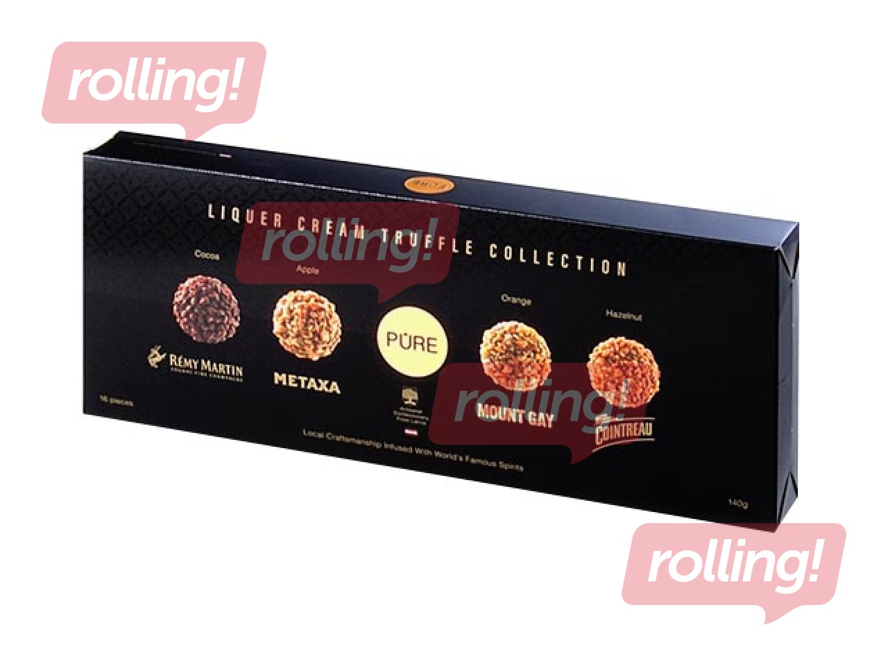 Šokolādes un stiprā alkohola krēma trifeļu kolekcija Pure Chocolate, 140g