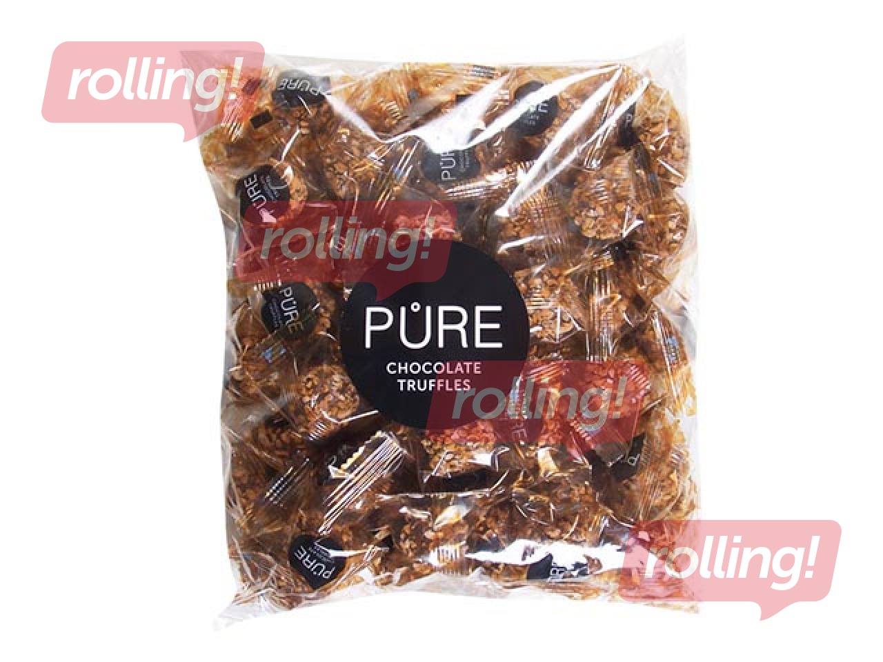 Piena šokolādes trifeles Pure Chocolate ar karameļu krēma pildījumu un vafeļu dekoru, 600g