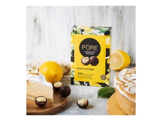 Tumšās šokolādes trifeles Pure Chocolate ar citronu meringas krēma pildījumu, 148g
