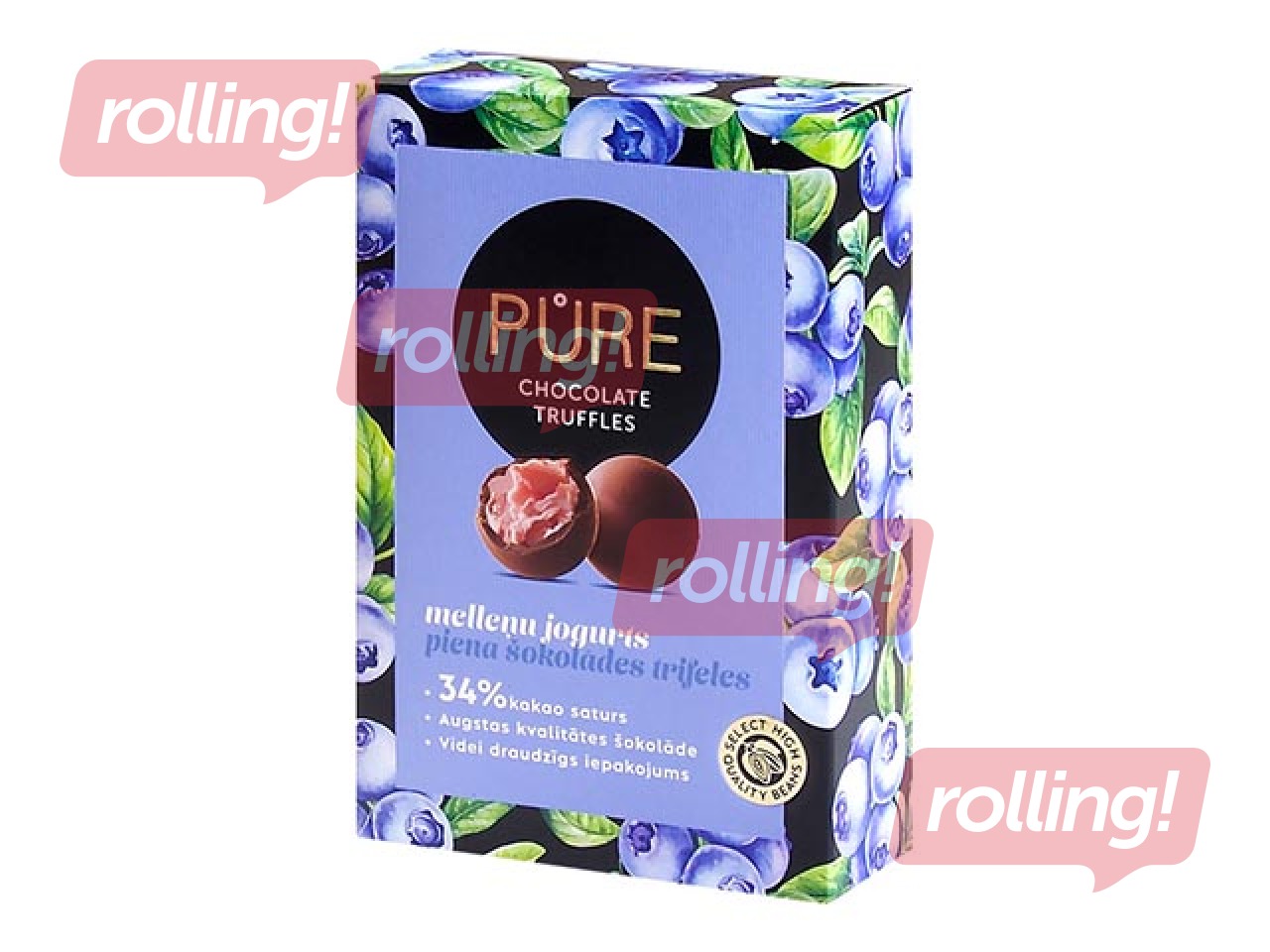 Трюфели из молочного шоколада Pure Chocolate с начинкой из чернично-йогуртового крема, 148г