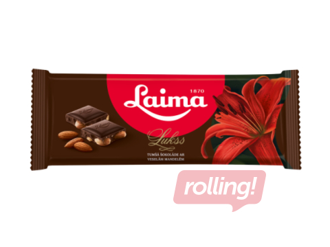 Rūgtā šokolāde ar veselām mandelēm Laima, 190g