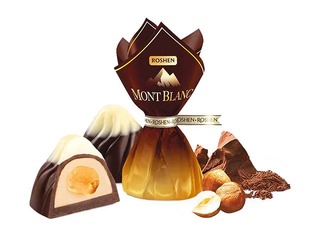 Šokolādes konfektes Mont Blanc ar veselu lazdu riekstu, Roshen, 1kg