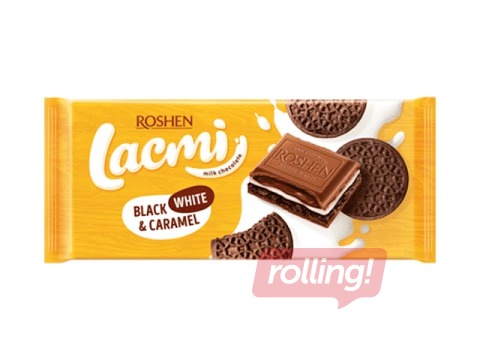 Šokolāde Roshen Lacmi, piena, black, white caramel, 100g