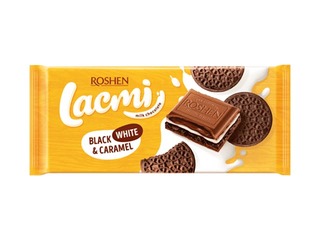 Šokolāde Roshen Lacmi, piena, black, white caramel, 100g