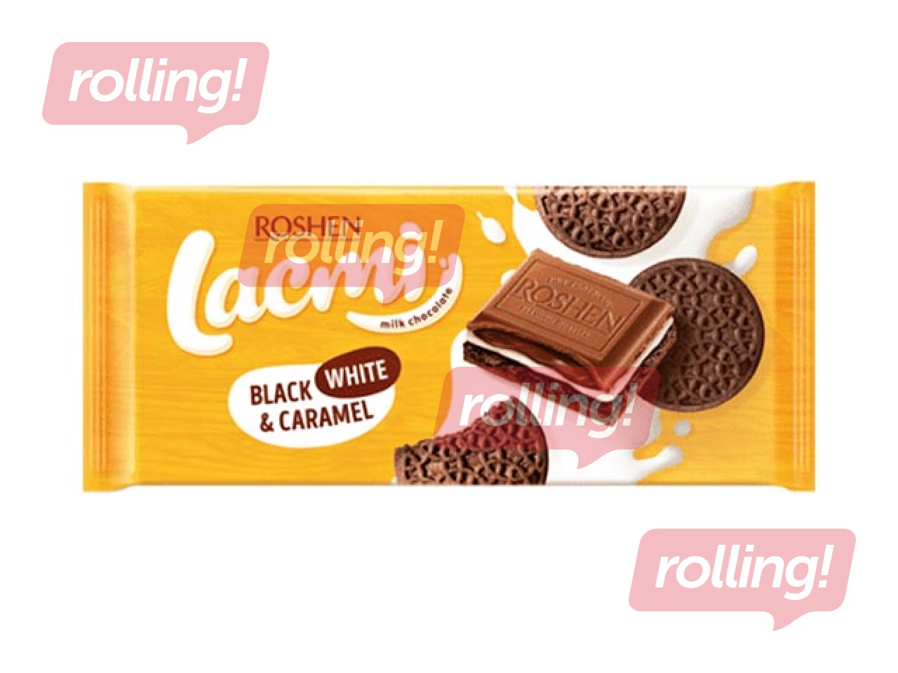 Šokolāde Roshen Lacmi, piena, black, white caramel, 100g