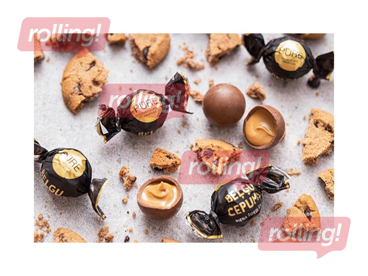 Piena šokolādes trifeles Pure Chocolate ar beļģu cepumu krēma pildījumu, 1kg